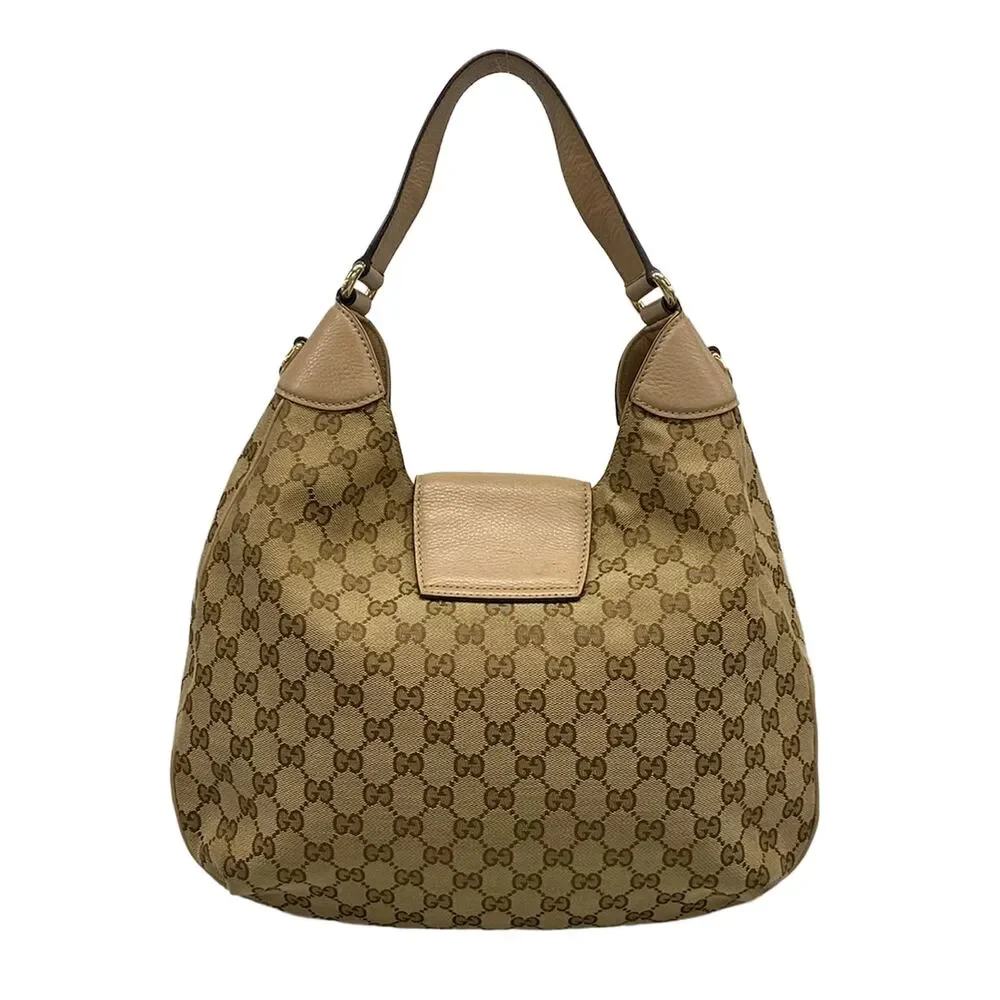 Gucci GG Shoulder Bag 296851 Beige Dark Brown Jacquard Leather